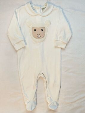 Patrick Francis Ireland Baby Sheep Chenille Footie Pajama 12M Cream NEW unisex